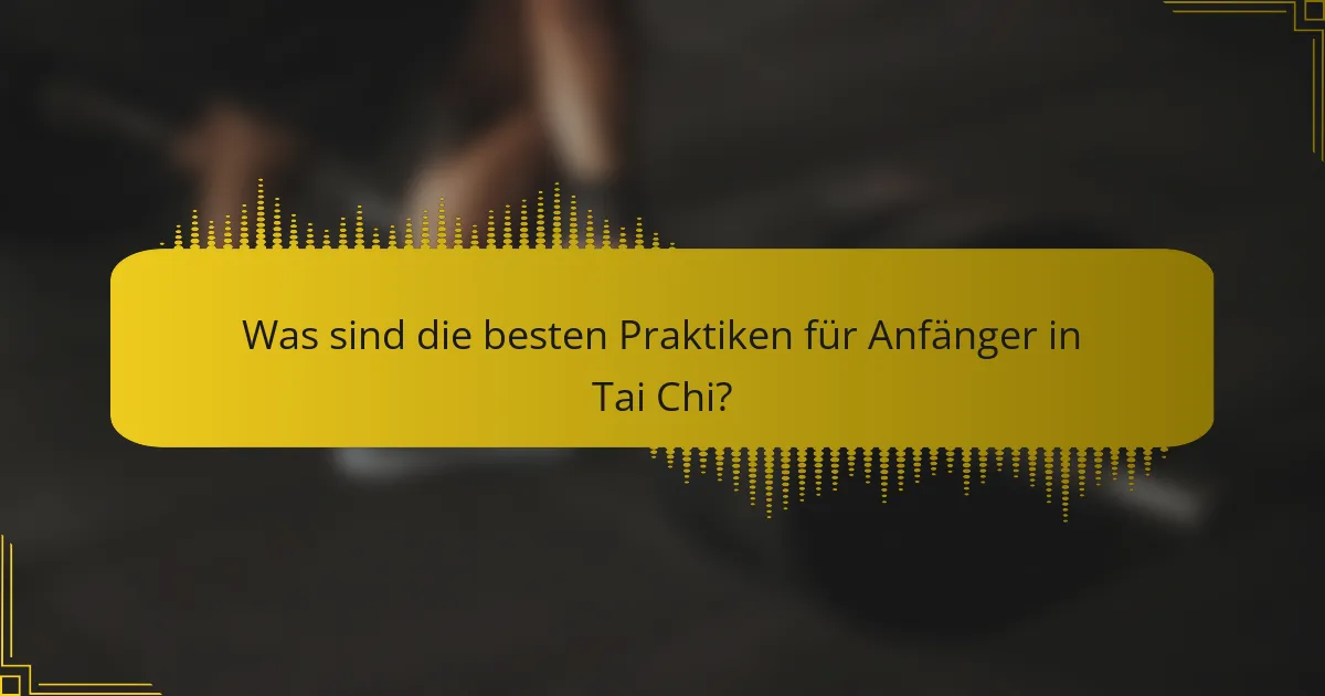 Was sind die besten Praktiken für Anfänger in Tai Chi?