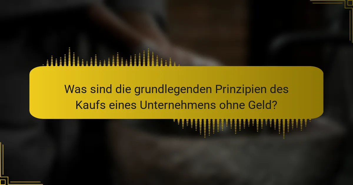 Was sind die grundlegenden Prinzipien des Kaufs eines Unternehmens ohne Geld?