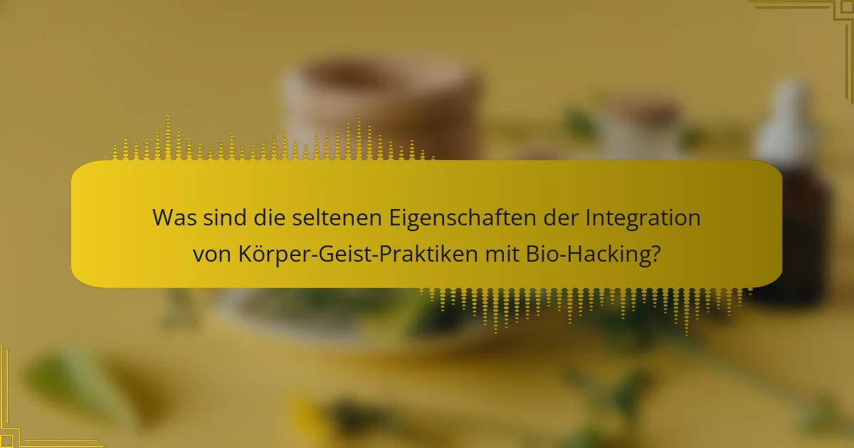 Was sind die seltenen Eigenschaften der Integration von Körper-Geist-Praktiken mit Bio-Hacking?