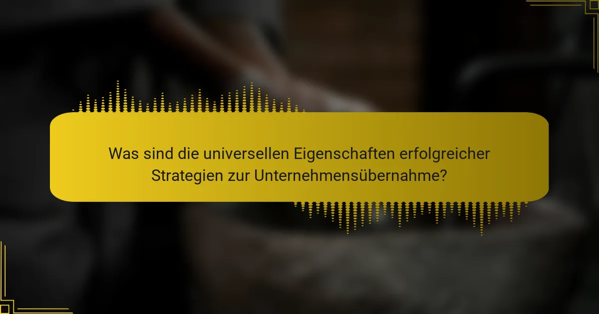 Was sind die universellen Eigenschaften erfolgreicher Strategien zur Unternehmensübernahme?