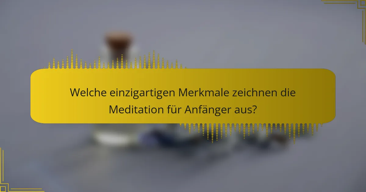 Welche einzigartigen Merkmale zeichnen die Meditation für Anfänger aus?