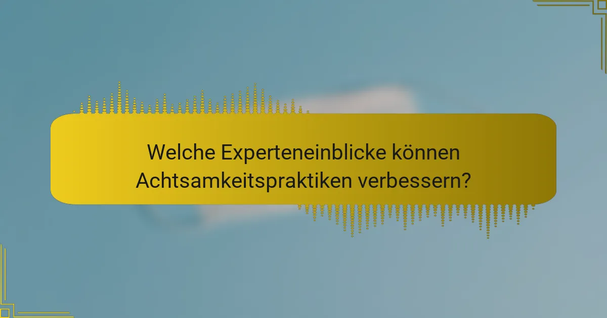 Welche Experteneinblicke können Achtsamkeitspraktiken verbessern?