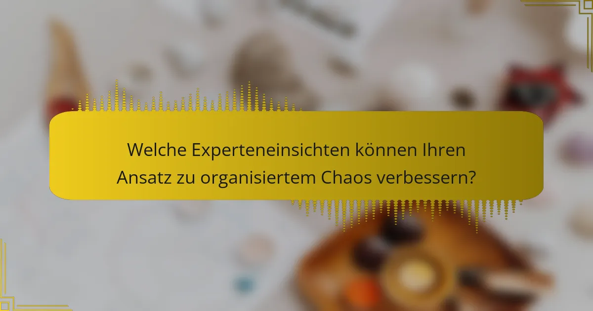 Welche Experteneinsichten können Ihren Ansatz zu organisiertem Chaos verbessern?