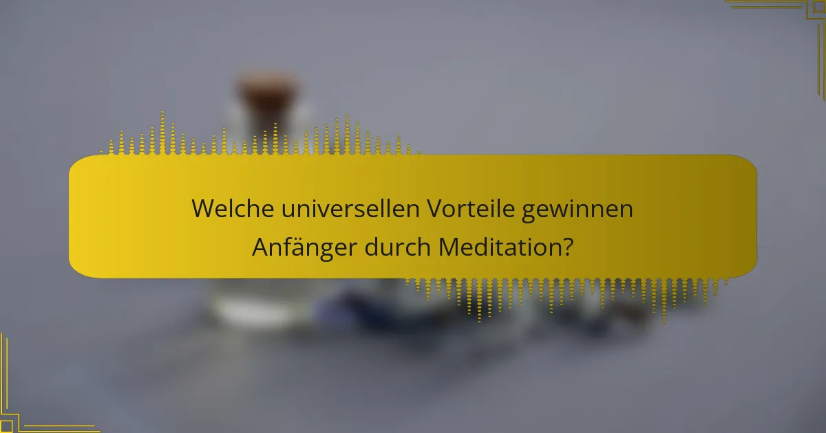 Welche universellen Vorteile gewinnen Anfänger durch Meditation?